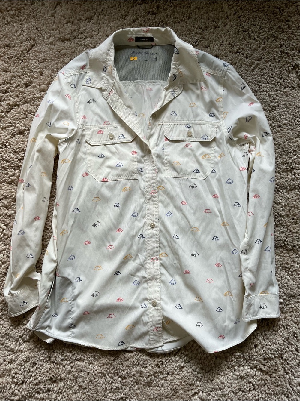 ⛰️ Eddie Bauer Travex Geometric Tent Print Hiking Shirt ⛰️
